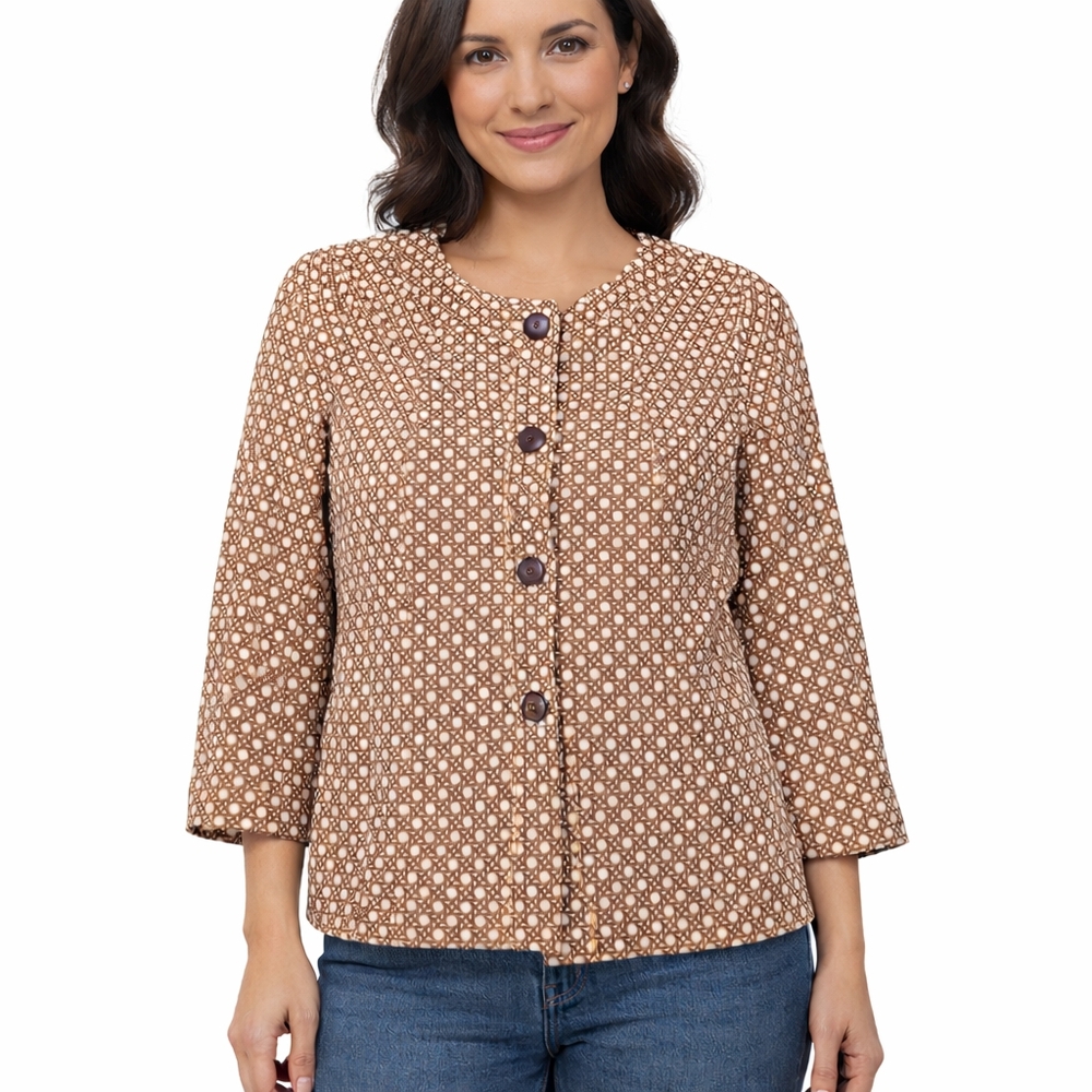 Talbots Brown Geometric Pattern Jacket - image 1